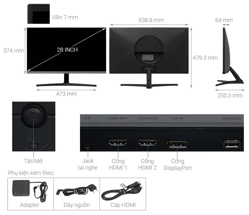 Màn hình Samsung UR55 LU28R550UQEXXV 28 inch 4K/IPS/60Hz/4ms/FreeSync/HDR/HDMI