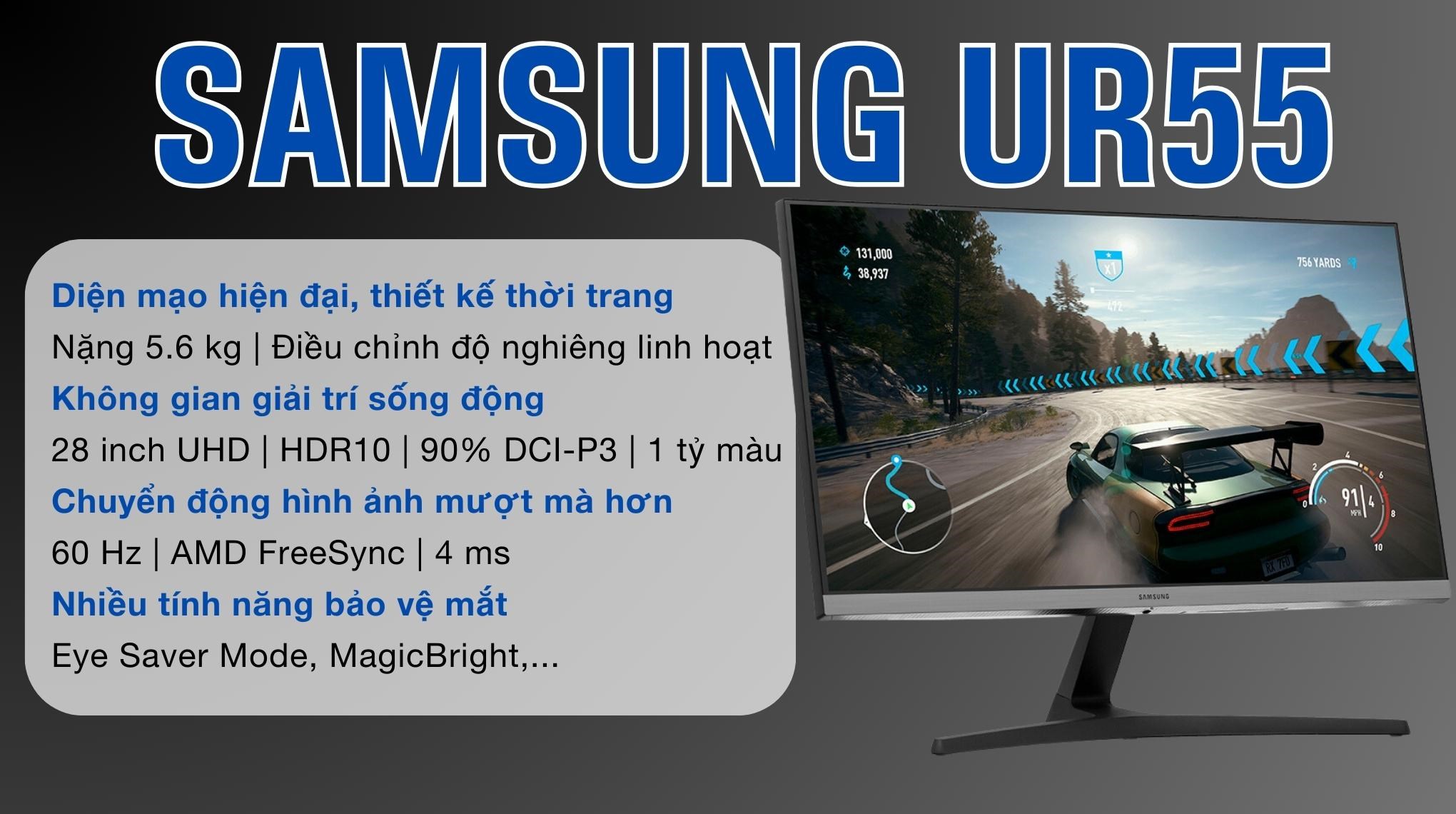Màn hình Samsung UR55 LU28R550UQEXXV 28 inch 4K/IPS/60Hz/4ms/FreeSync/HDR/HDMI