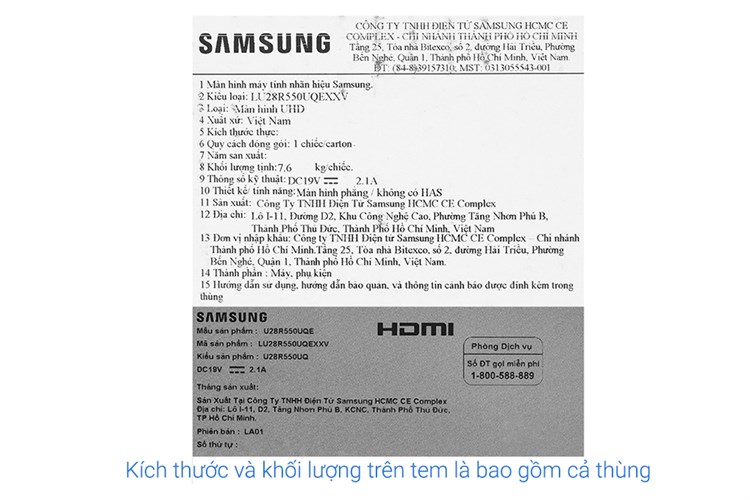 Màn hình Samsung UR55 LU28R550UQEXXV 28 inch 4K/IPS/60Hz/4ms/FreeSync/HDR/HDMI Màu Đen