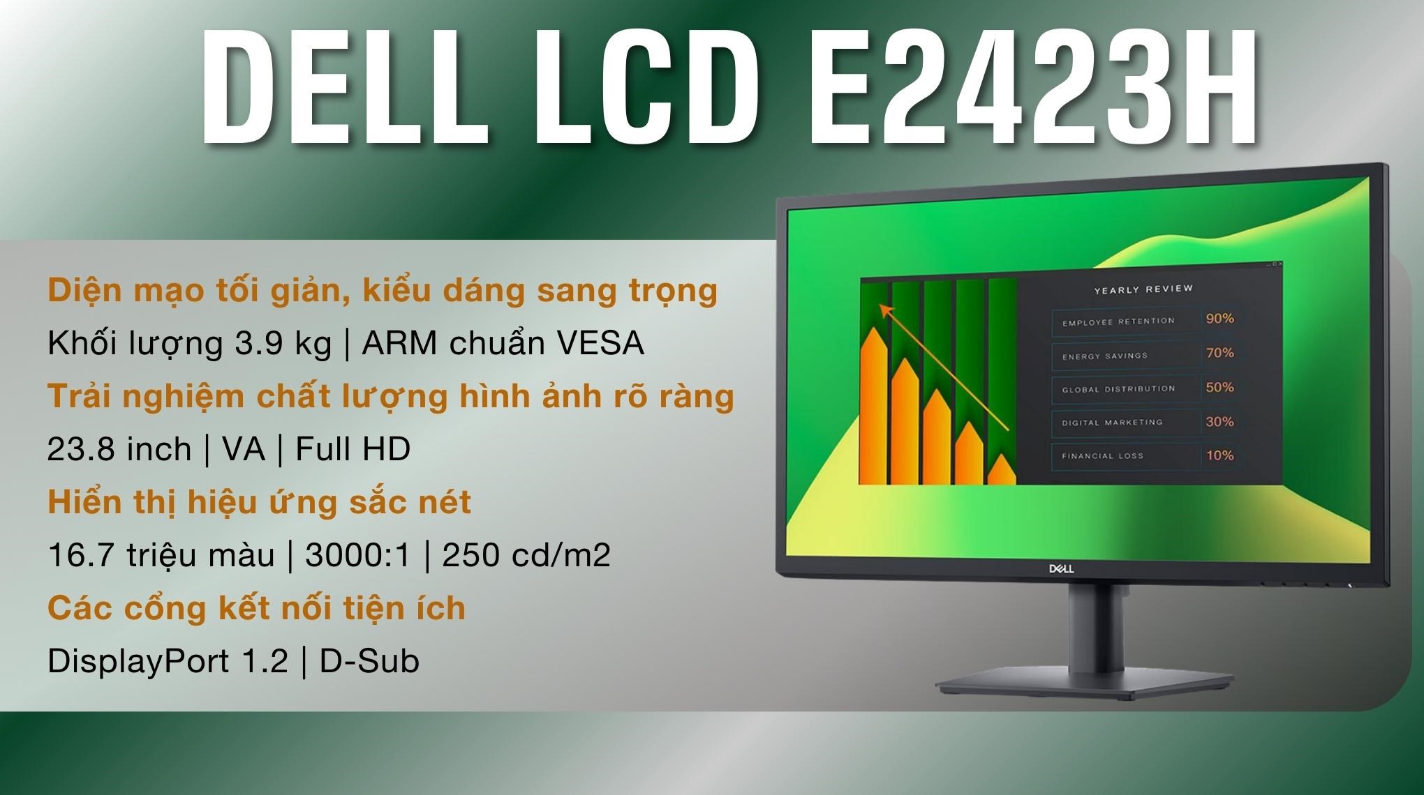 Màn hình Dell E2423H 23.8 inch FHD/VA/60Hz/5ms/DisplayPort