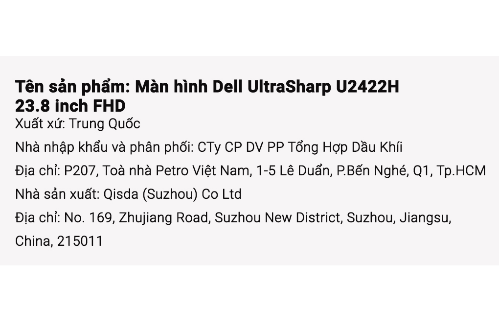 Màn hình Dell UltraSharp U2422H 23.8 inch FHD/IPS/60Hz/5ms/DisplayPort/TypeC - 8