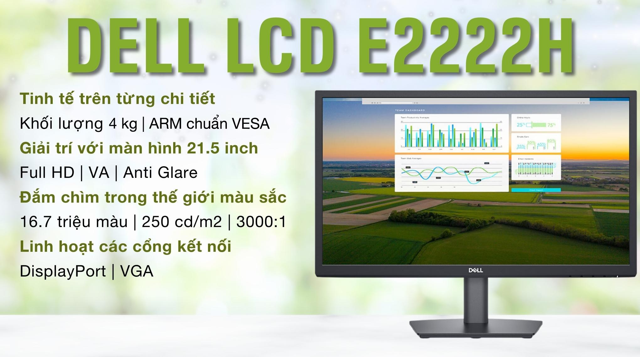 Màn hình Dell E2222H 21.5 inch FHD/VA/60Hz/5ms/DisplayPort