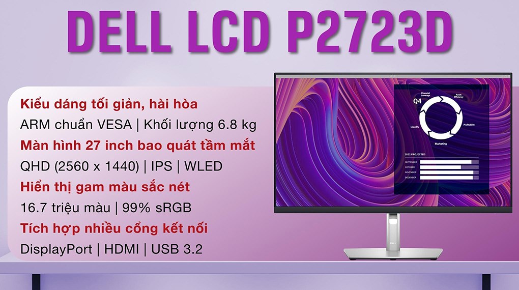 Màn hình Dell P2723D 27 inch 2K/IPS/60Hz/5ms/DisplayPort