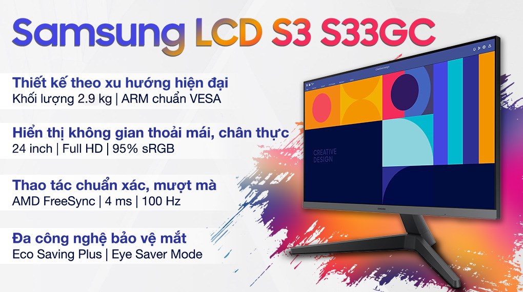 Màn hình Samsung S3 S33GC LS24C330GAEXXV 24 inch FHD/IPS/100Hz/4ms/HDMI/FreeSync
