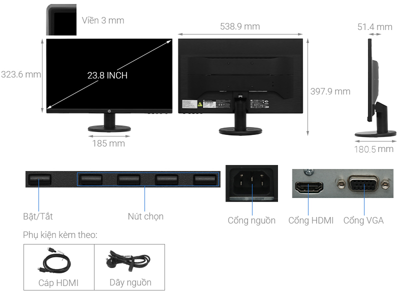 Màn hình HP V24i 23.8 inch FHD/IPS/75Hz/5ms/AMD FreeSync/HDMI