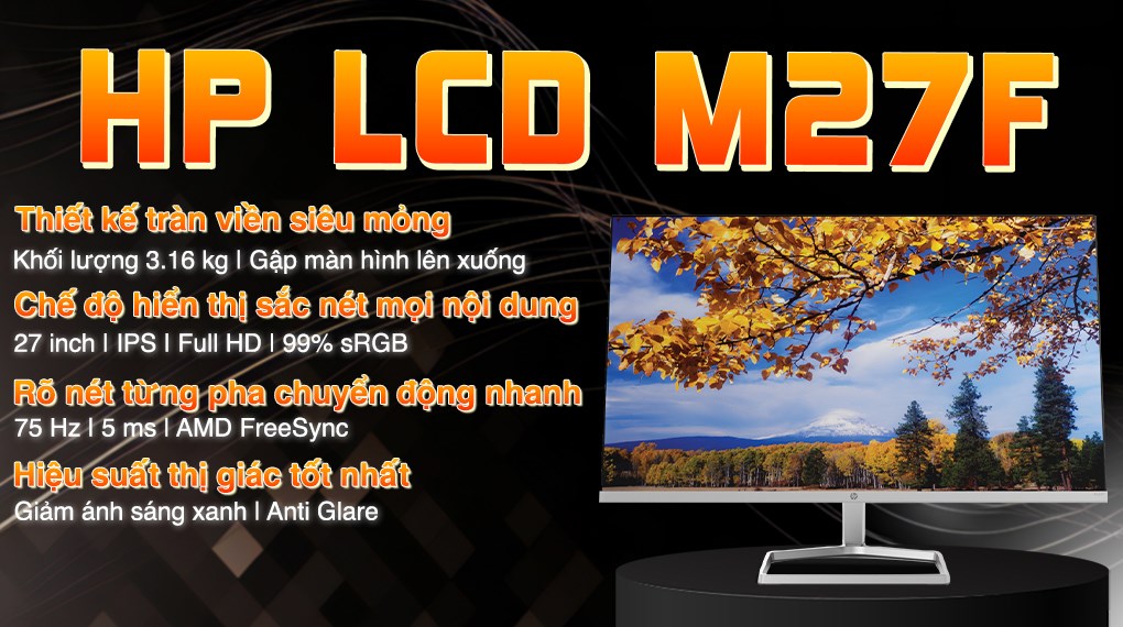 Màn hình HP M27f 27 inch FHD/IPS/75Hz/5ms/FreeSync/HDMI/VGA