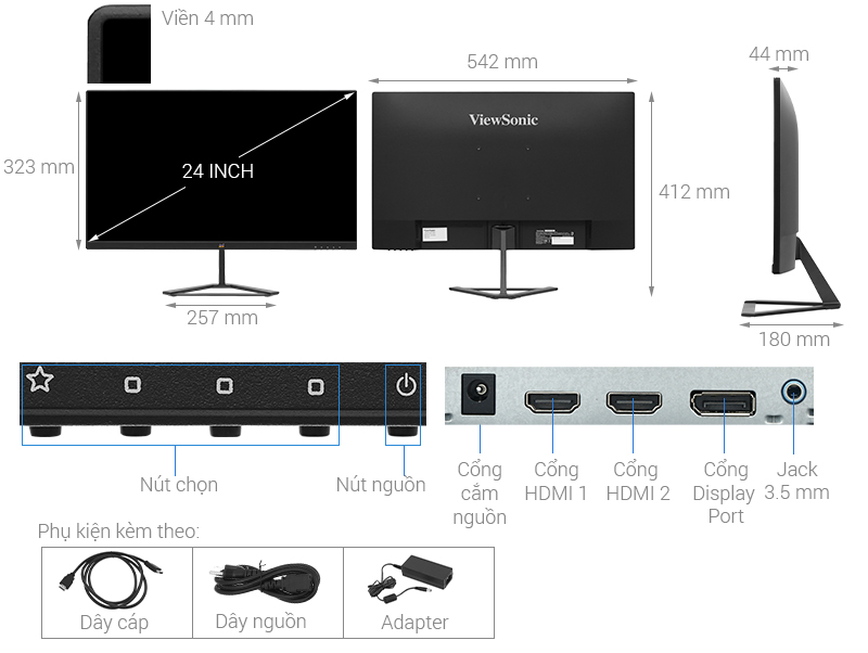 Màn hình Gaming Viewsonic VX2479-HD-PRO 24 inch FHD/IPS/165Hz/1ms/HDMI