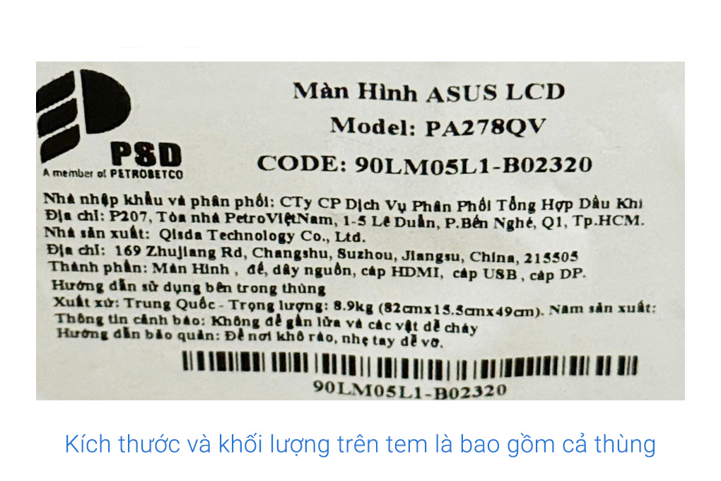 Màn hình Asus ProArt PA278QV 27 inch 2K IPS/75Hz/5ms Màu Đen