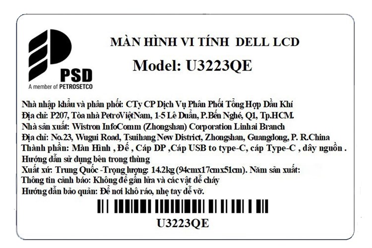 Màn hình Dell Ultrasharp U3223QE 32 inch 4K/IPS/60Hz/5ms Màu Bạc