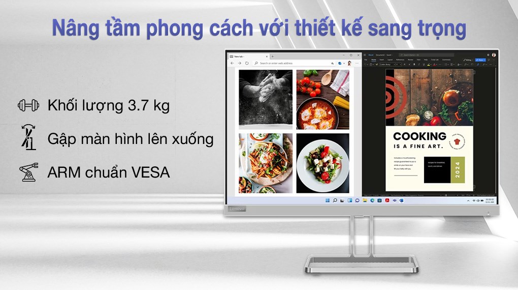 Màn hình Lenovo L24i-40 23.8 inch FHD/IPS/100Hz/4ms/FreeSync/HDMI (67A8KAC3VN)
