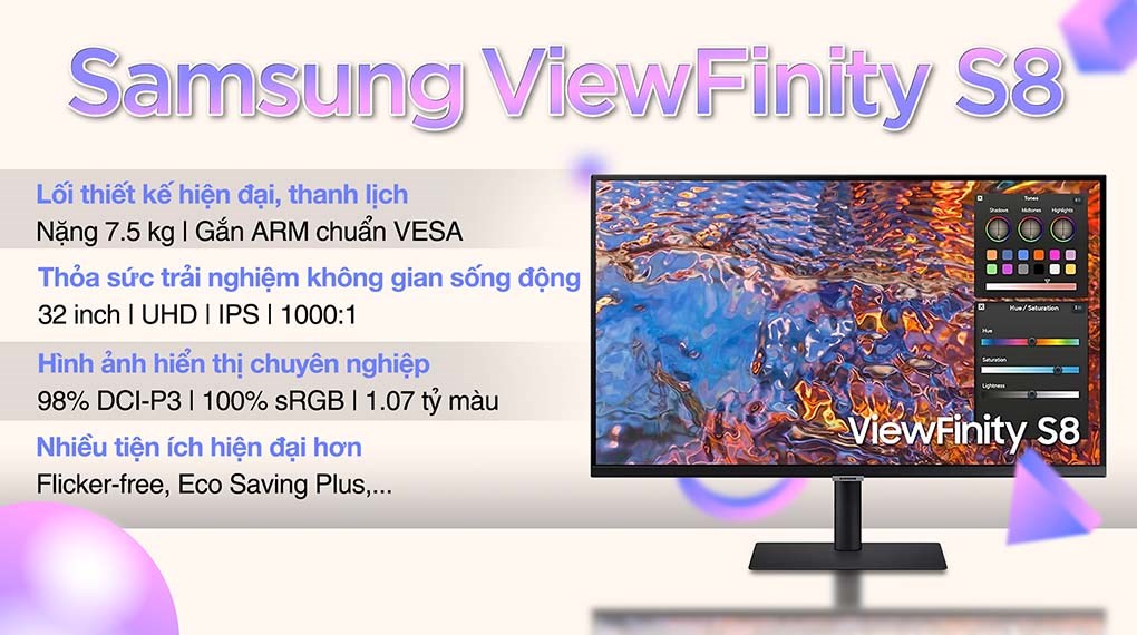 Màn hình Samsung ViewFinity S8 LS32B800PXEXXV 32 inch 4K/IPS/60Hz/5ms/HDMI/TypeC/DisplayPort