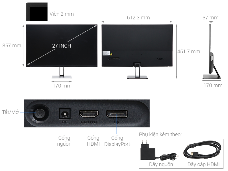 Màn hình Xiaomi A27i 27 inch FHD/IPS/100Hz/6ms/HDMI (ELA5345EU)