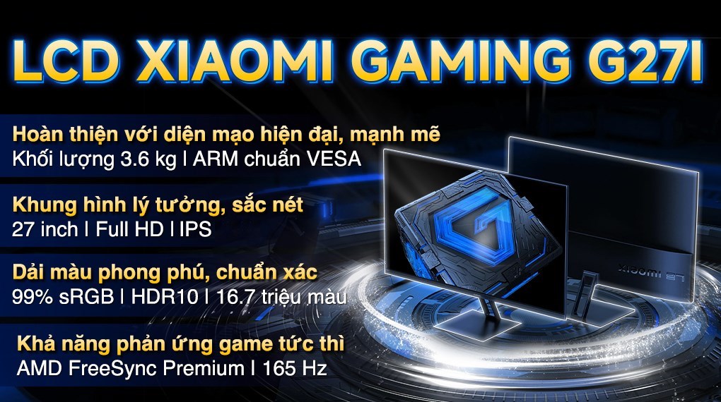 Màn hình Gaming Xiaomi G27i 27 inch FHD/IPS/165Hz/1ms/FreeSync/HDMI