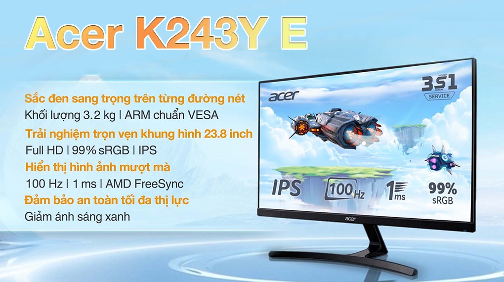 Màn hình Acer K243Y E 23.8 inch FHD/IPS/100Hz/1ms/HDMI