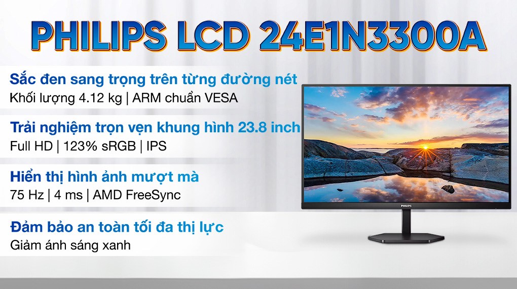 Màn hình Philips 24E1N3300A 23.8 inch FHD/IPS/75Hz/4ms/HDMI/TypeC