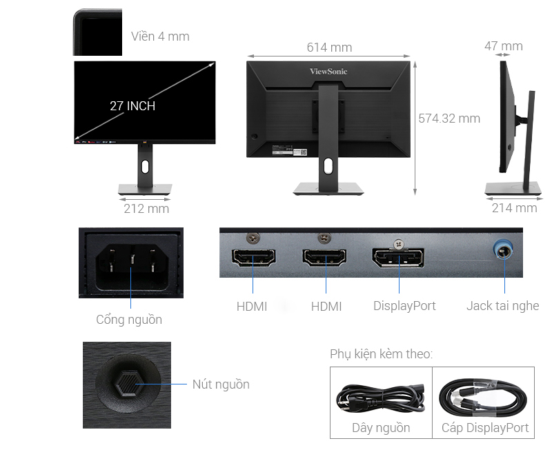 Màn hình Viewsonic Gaming VX2758A-2K-PRO-2 27 inch 2K/IPS/170Hz/1ms/DisplayPort