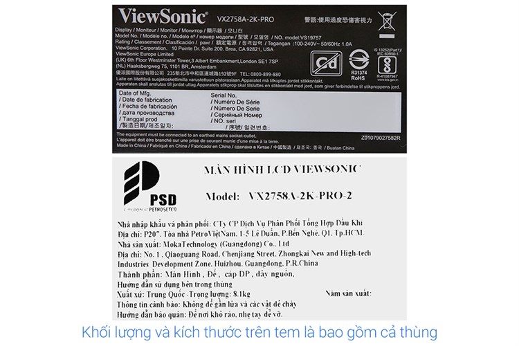 Màn hình Viewsonic Gaming VX2758A-2K-PRO-2 27 inch 2K/IPS/170Hz/1ms/DisplayPort Màu Đen