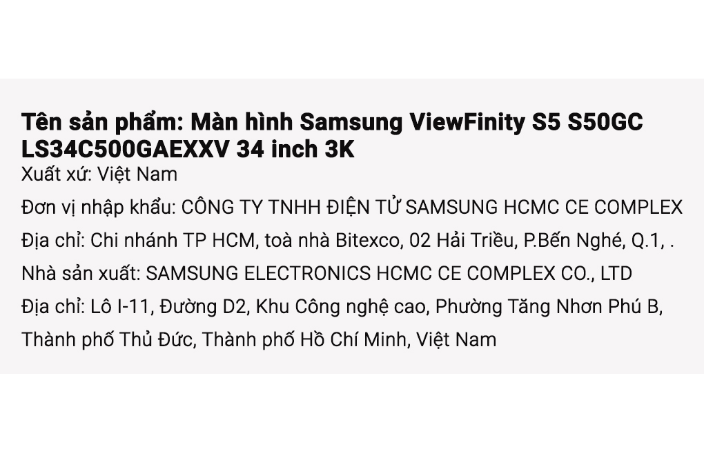Màn hình Samsung ViewFinity S5 S50GC LS34C500GAEXXV 34 inch 3K/VA/100Hz/5ms/HDMI Màu Đen