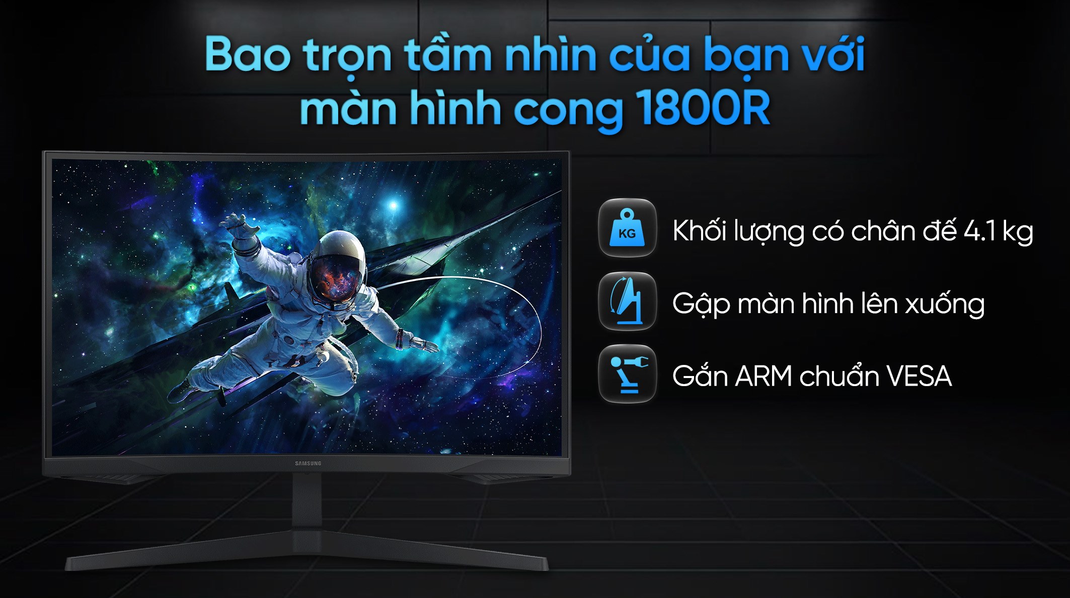 Màn hình Gaming Samsung Odyssey G5 G55C LS27CG552EEXXV 27 inch 2K/VA/165Hz/1ms/HDMI/DisplayPort