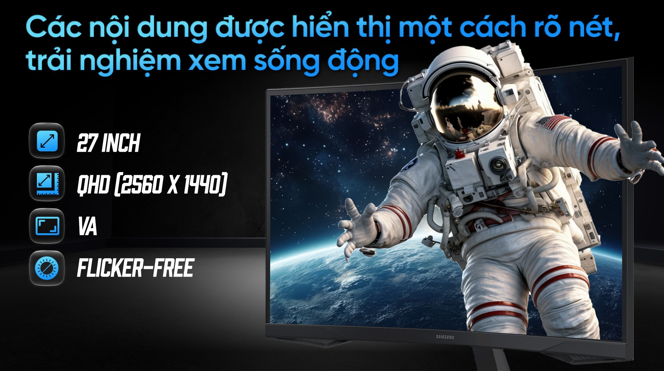 Màn hình Gaming Samsung Odyssey G5 G55C LS27CG552EEXXV 27 inch 2K/VA/165Hz/1ms/HDMI/DisplayPort