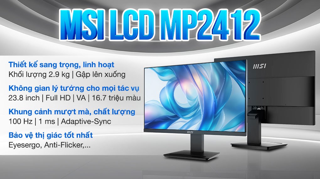 Màn hình MSI MP2412 23.8 inch FHD/VA/100Hz/1ms/HDMI