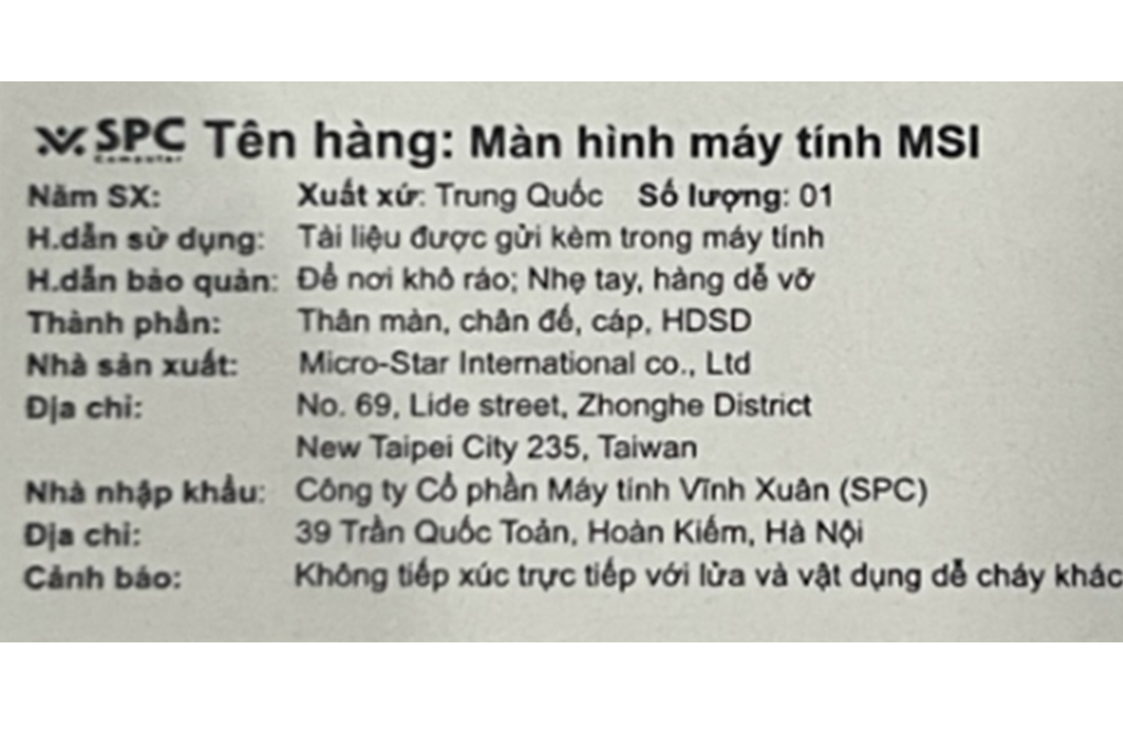 Màn hình MSI PRO MP2412 23.8 inch FHD/VA/100Hz/1ms/HDMI Màu Đen