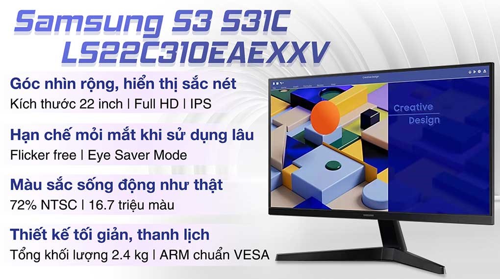 Màn hình Samsung S3 S31C LS22C310EAEXXV 22 inch FHD/IPS/75Hz/5ms