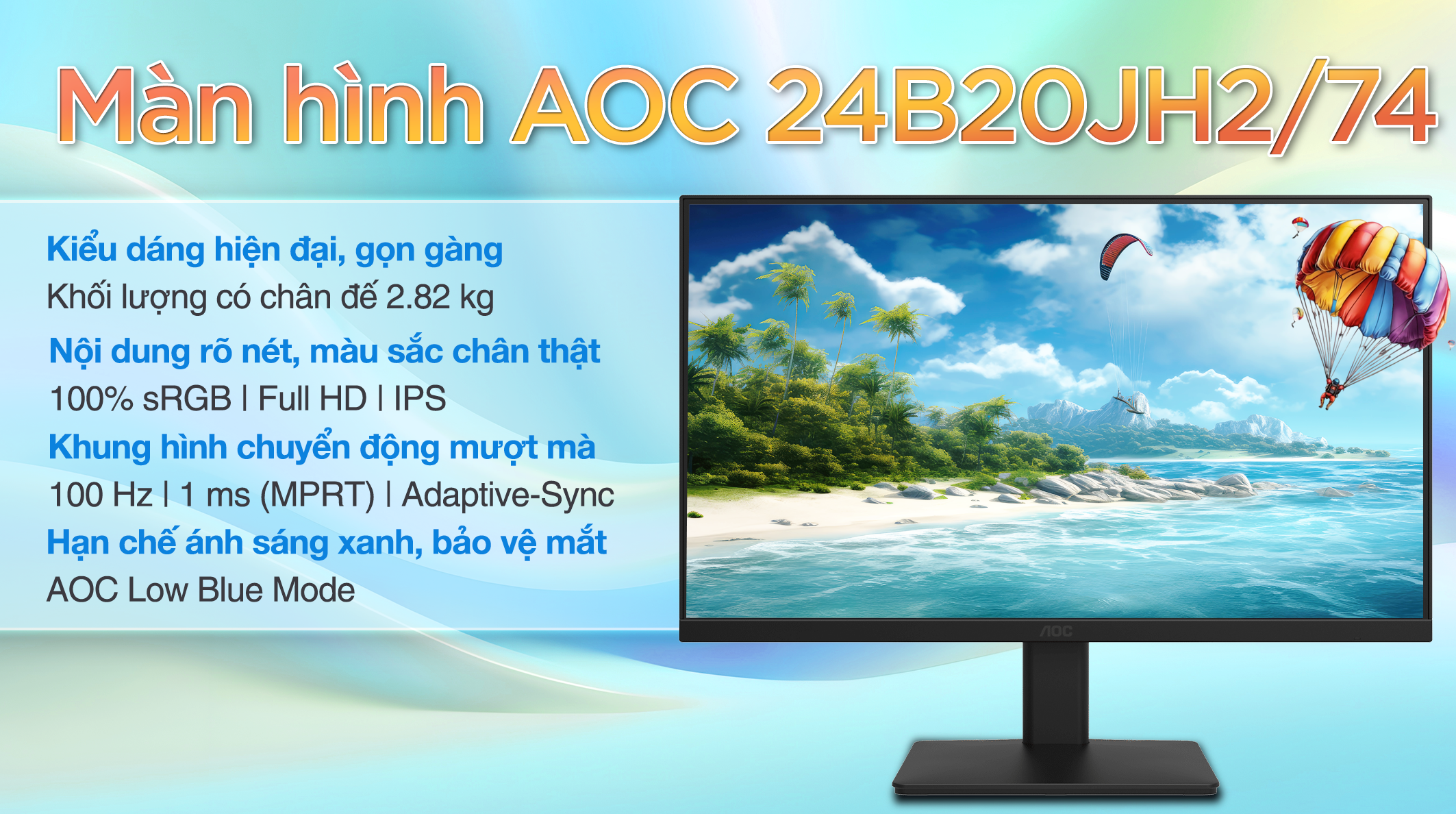 Màn hình AOC 24B20JH2/74 23.8 inch FHD/IPS/100Hz/1ms/HDMI
