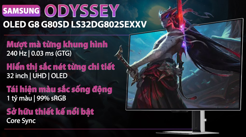 Màn hình Samsung Gaming Odyssey OLED G8 G80SD LS32DG802SEXXV 32 inch/4K/OLED/240Hz/0.03ms