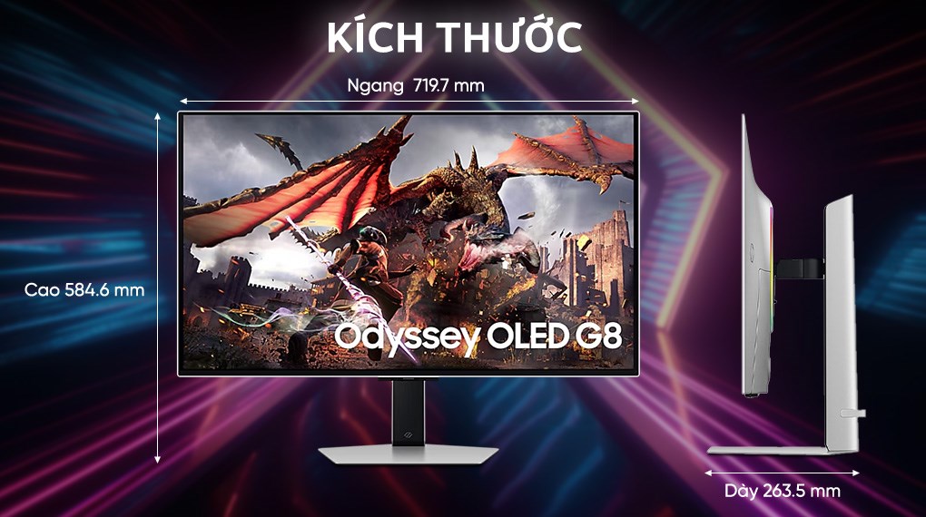 Màn hình Samsung Gaming Odyssey OLED G8 G80SD LS32DG802SEXXV 32 inch/4K/OLED/240Hz/0.03ms
