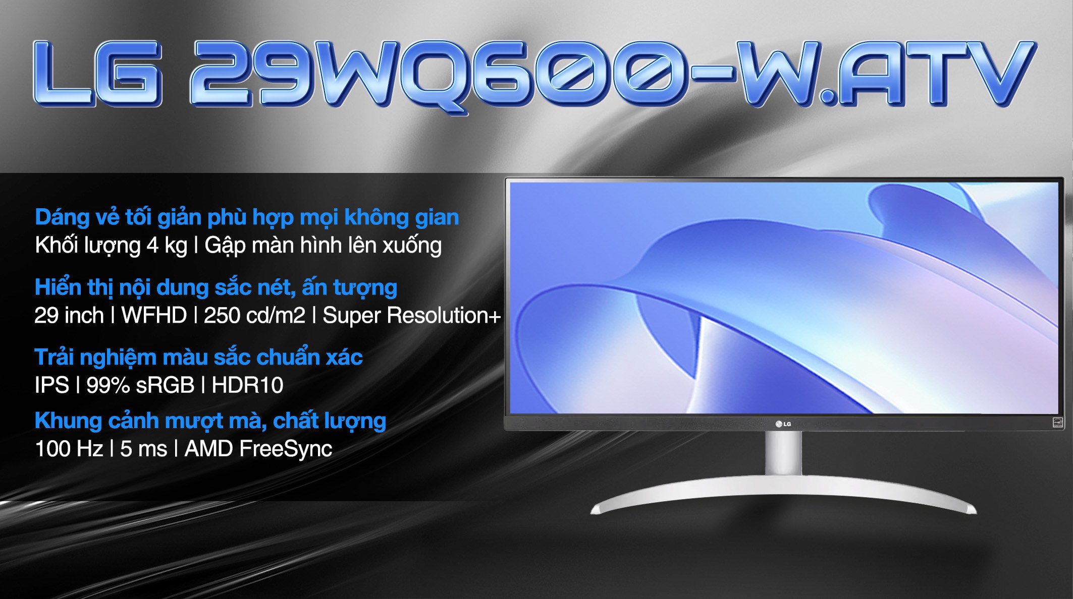 Màn hình LG UltraWide 29WQ600-W.ATV 29 inch 2K/IPS/100Hz/5ms