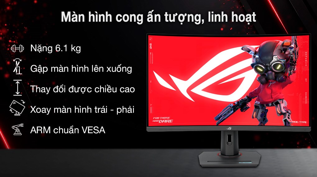 Màn hình Gaming Asus XG32WCS 31.5 inch 2K/Fast VA/180Hz/1ms
