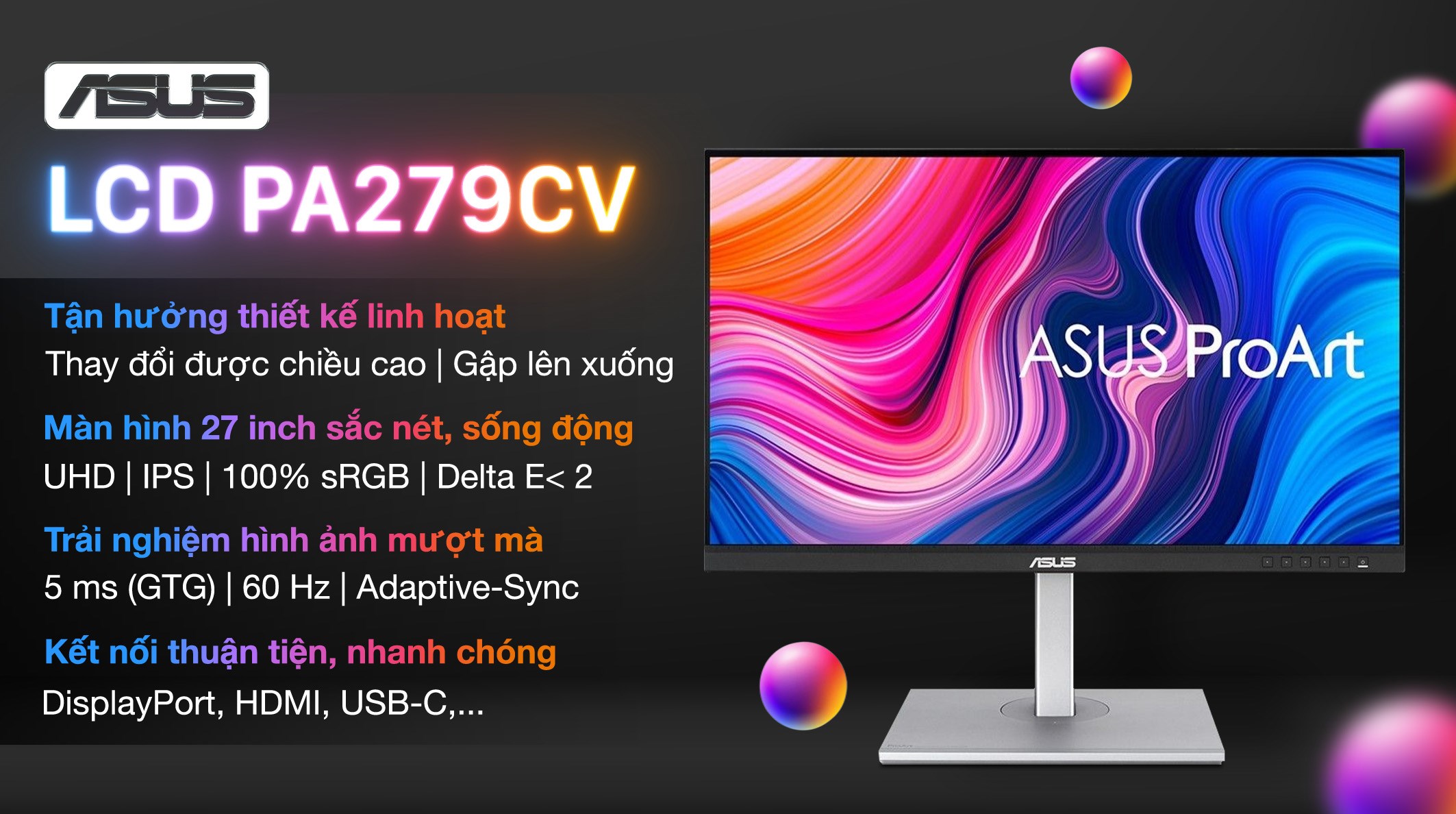 Màn hình Asus ProArt PA279CV 27 inch 4K/IPS/60Hz/5ms