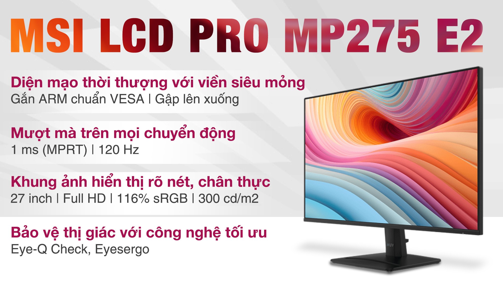 Màn hình MSI PRO MP275 E2 27 inch FHD/IPS/120Hz/1ms