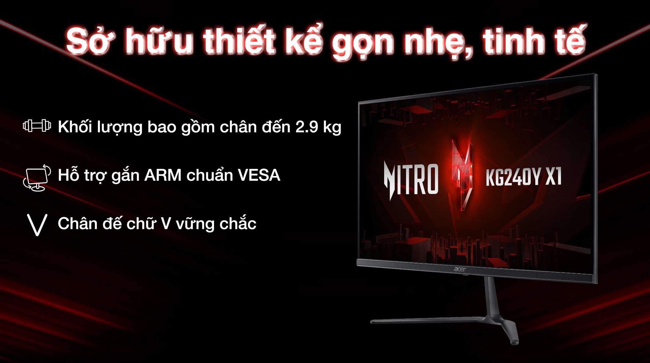 Màn hình Gaming Acer Nitro KG240Y X1 23.8 inch FHD/IPS/200Hz/4ms