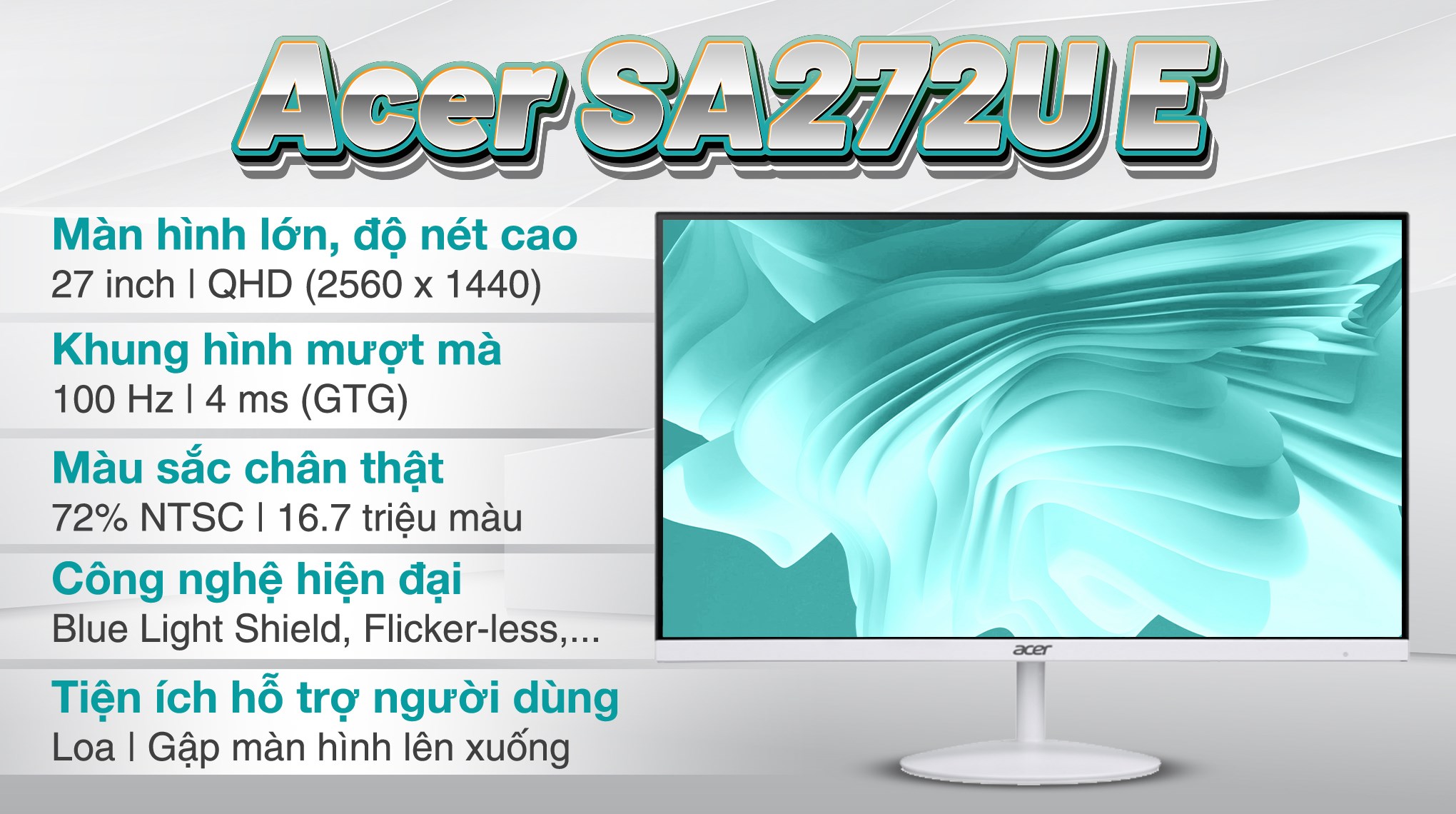 Màn hình Acer SA272U E 27 inch 2K/IPS/100Hz/4ms/Trắng - Cập nhật thông tin, hình  ảnh, đánh giá
