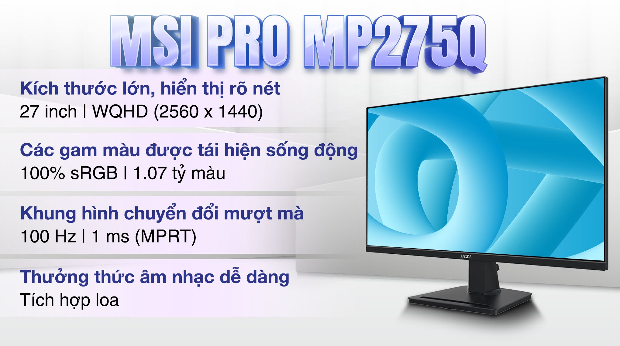 Màn hình MSI PRO MP275Q 27 inch 2K/IPS/100Hz/1ms