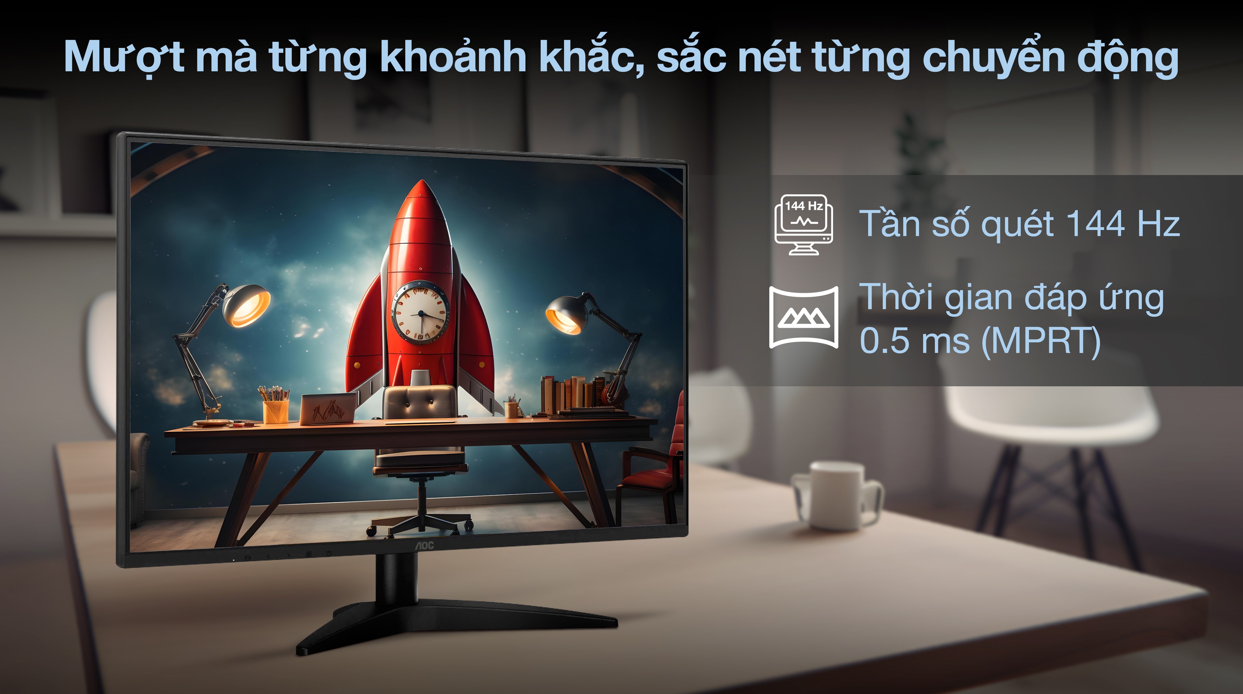 Màn hình AOC 24B36X/71 23.8 inch FHD/IPS/144Hz/0.5ms