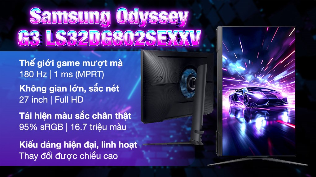 Màn hình Gaming Samsung Odyssey G3 LS27DG302EEXXV 27 inch Full HD/VA/180Hz/1ms