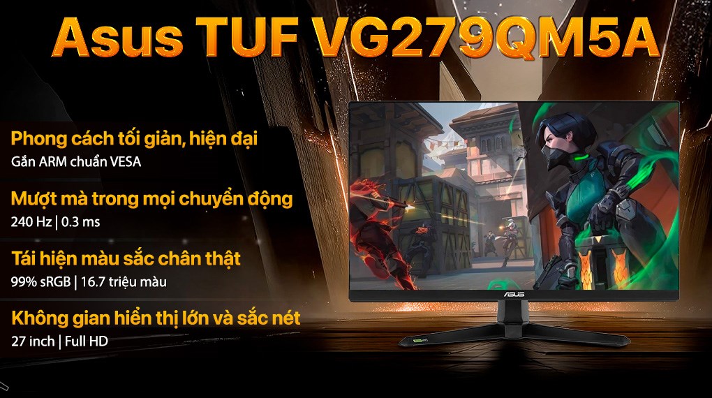 Màn hình Gaming Asus TUF VG279QM5A 27 inch FHD/IPS/240Hz/0.3ms