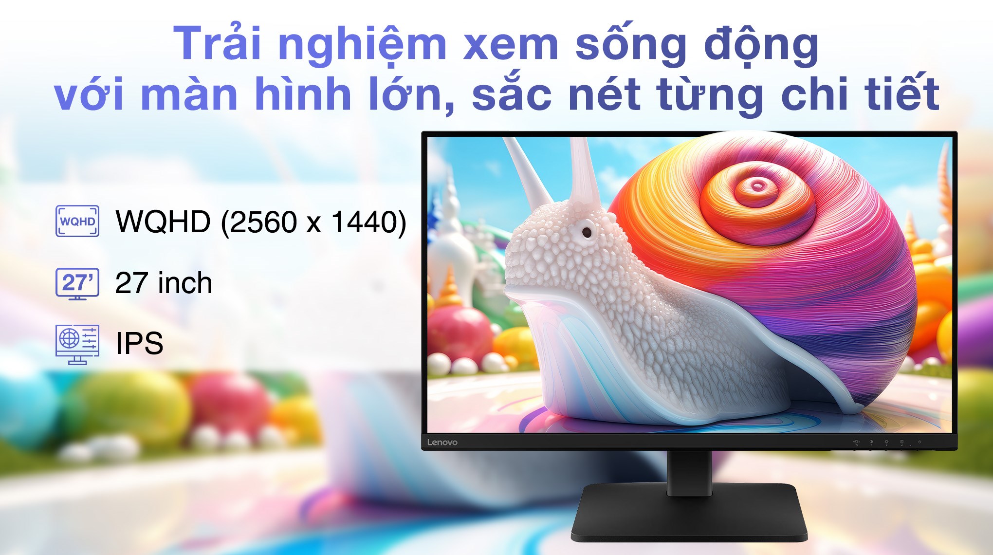 Màn hình Lenovo L27qe (27 inch 2K, IPS, 100Hz, 6ms)