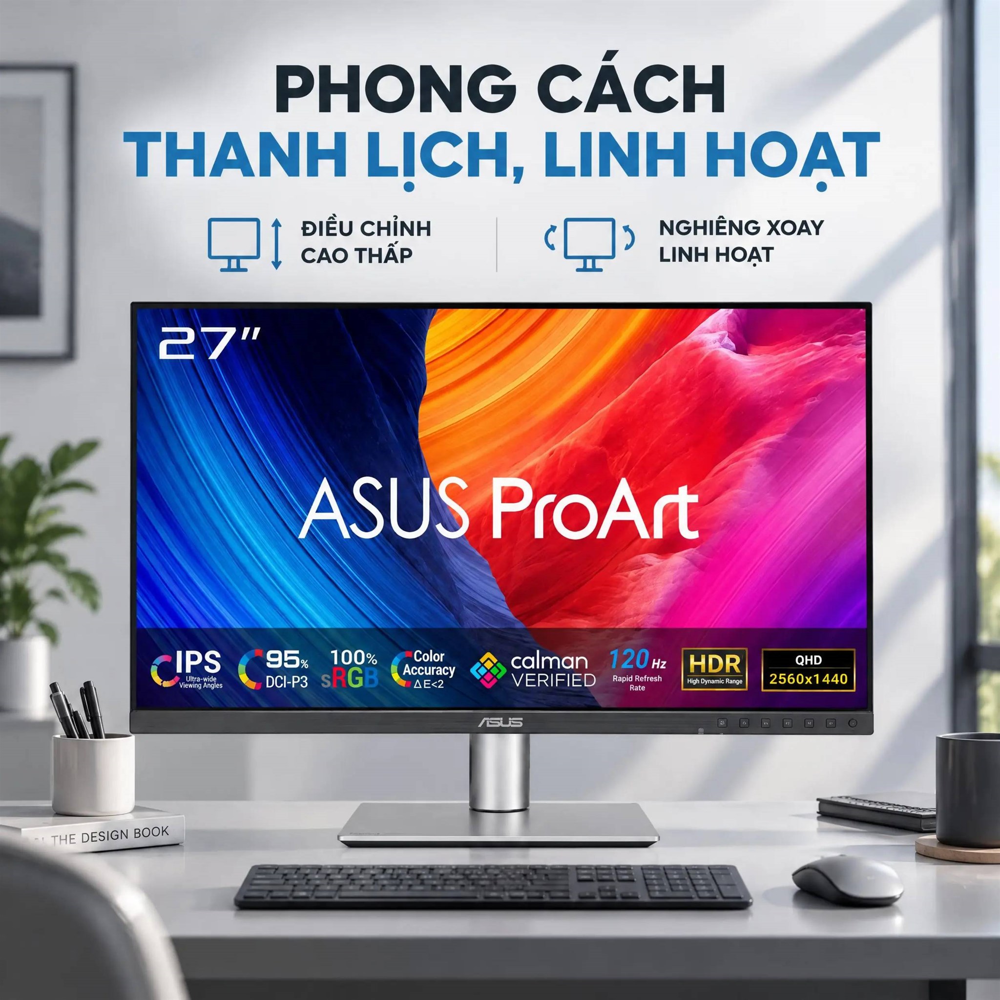 Màn hình Asus ProArt PA278QGV (27 inch 2K, IPS, 120Hz, 5ms)