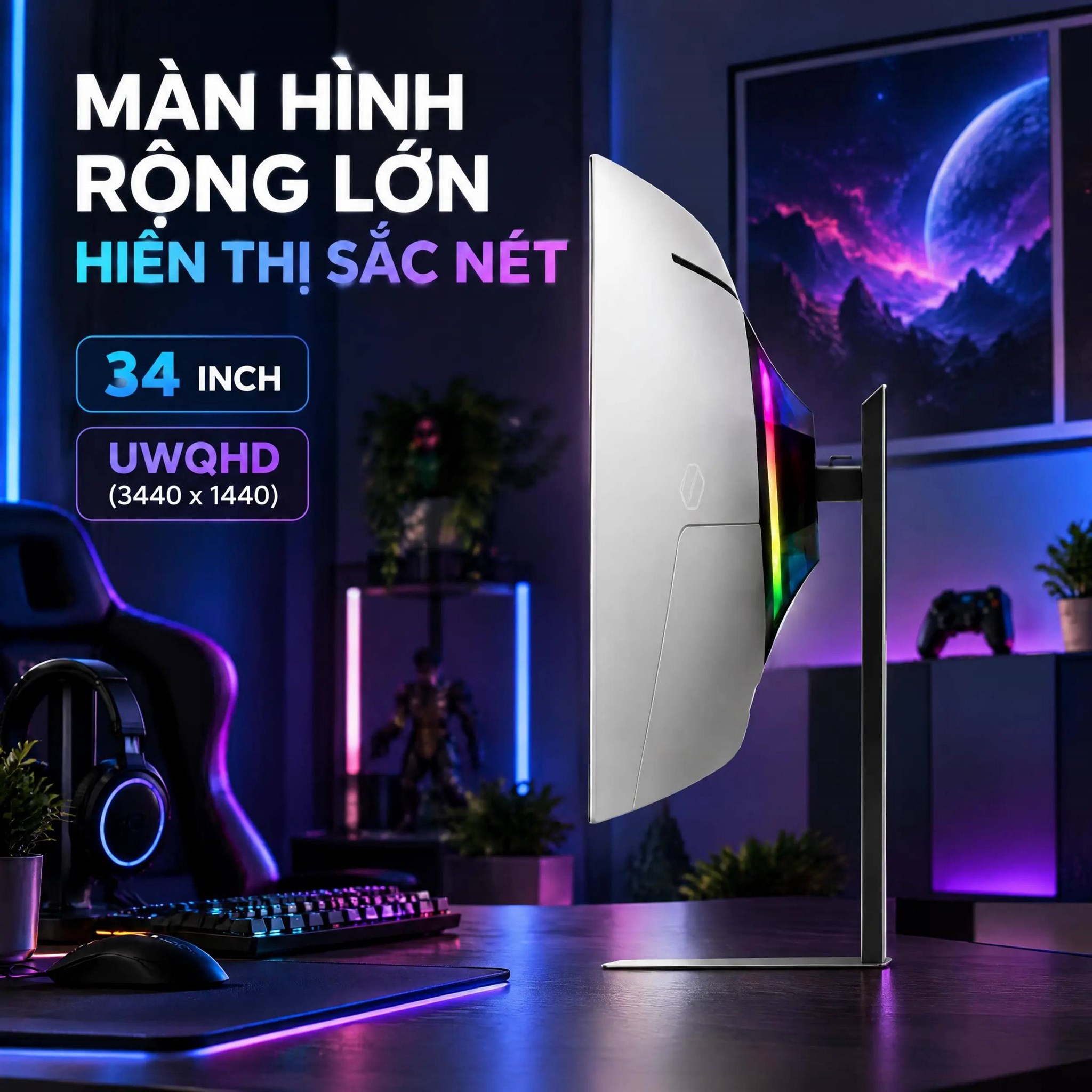 Màn hình Gaming Samsung Odyssey OLED G8 LS34BG850SEXXV (34 inch UWQHD, OLED, 175Hz, 0.03ms)