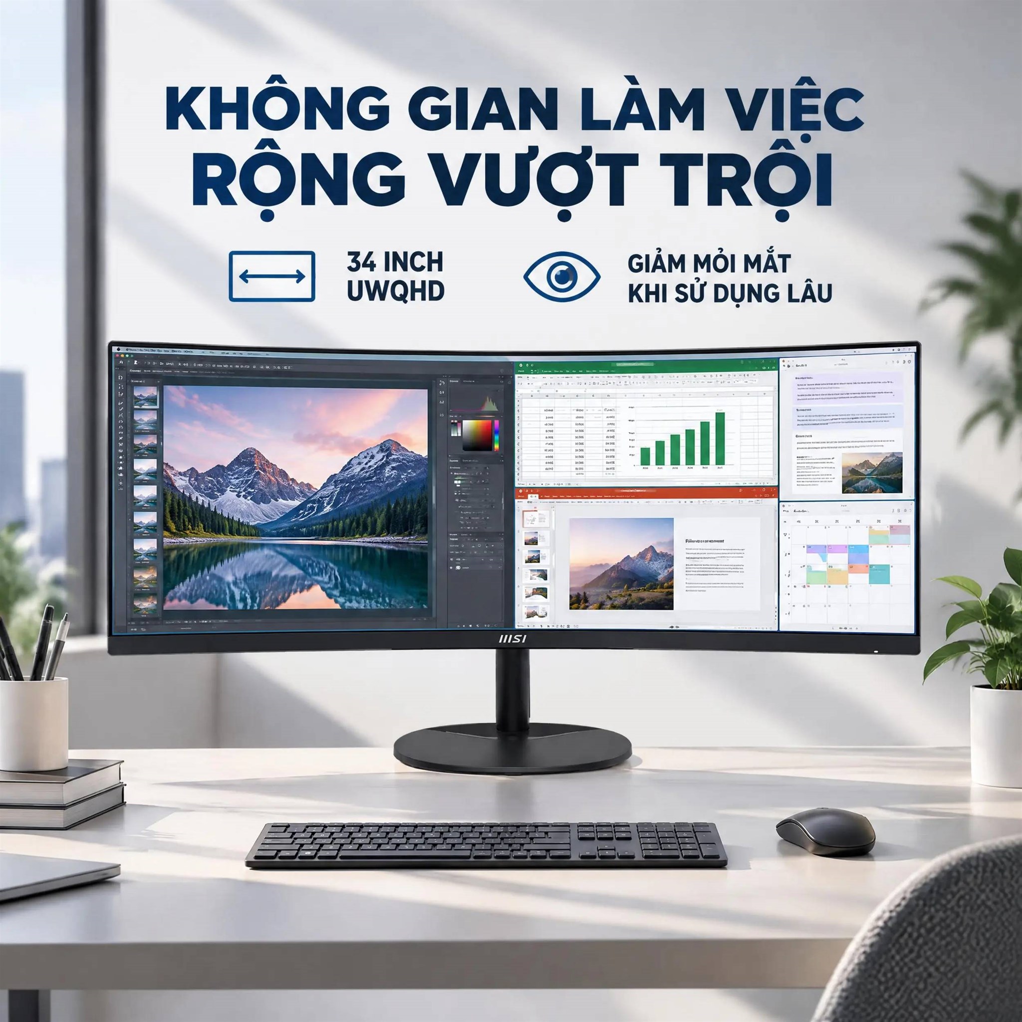 Màn hình MSI PRO MP341CQ-E12 (34 inch, UWQHD, VA, 120Hz, 1ms)
