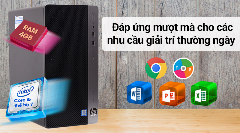 HP ProDesk 400G4MT i5 7500/4GB/500GB/Bàn phím&Chuột/Dos (1HT54PA)