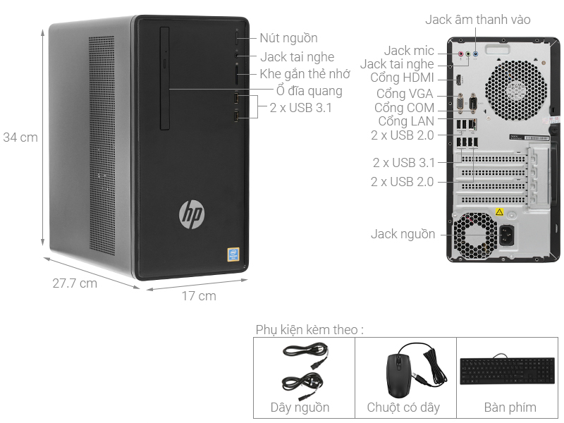 HP 390-0010d G5420/4GB/1TB/Bàn phím&Chuột/Win10 (6DV55AA)