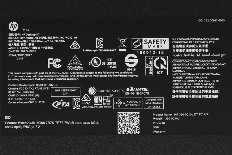 HP 390-0010d G5420/4GB/1TB/Bàn phím&Chuột/Win10 (6DV55AA) Màu Đen