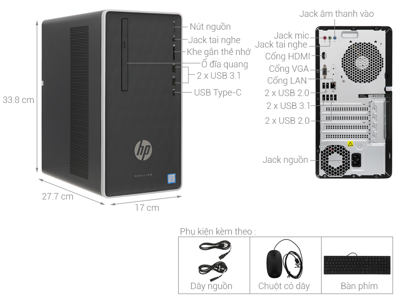 Máy tính để bàn HP Pavilion 590-p0108d (6DV41AA) chính hãng, giá rẻ
