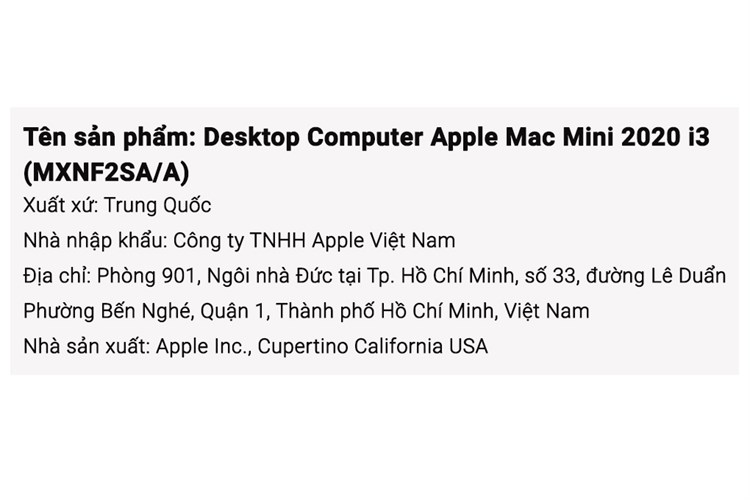 Apple Mac Mini 2020 i3 3.6GHz/8GB/256GB (MXNF2SA/A) Màu Xám