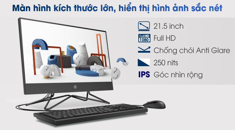HP 205 Pro G4 AIO R3 4300U/4GB/256GB/21.5 inch Full HD/Bàn phím/Chuột/Win10 (31Z16PA)